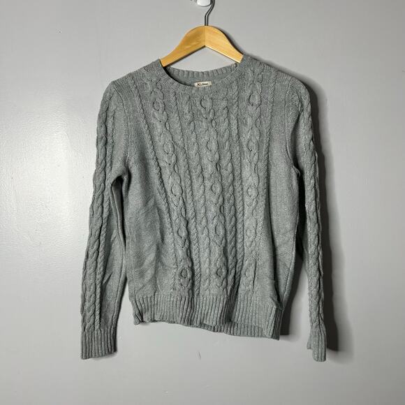 Vintage L.L. Bean Cable Knit Crewneck Sweater Women's Small Gray Fisherman - Picture 1 of 7